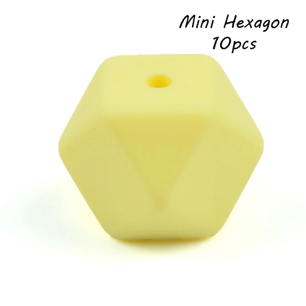 Cream yellow LOFCA 10 шт. Пищевая силиконовая бусина мини шестиугольник зубной прорезыватель для малышей Прорезыватель зубов игрушки Бусы, не содержат Бисфенол А Соска-Подвеска для DIY - Цвет: Cream yellow