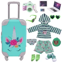 reborn doll clothes canvas shoes unicorn suitcase set handmade underwear fit 18 inch american doll girl43cm new baby born dolls