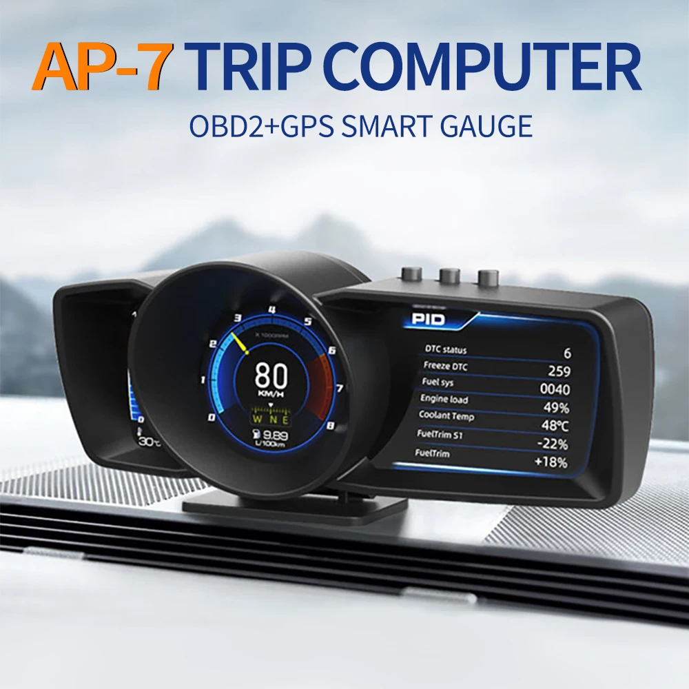 

Автомобильный HUD Многофункциональный приборной панели с индикатором показаний на приборной панели OBD2 + GPS умный Спидометр Автомобильный да...