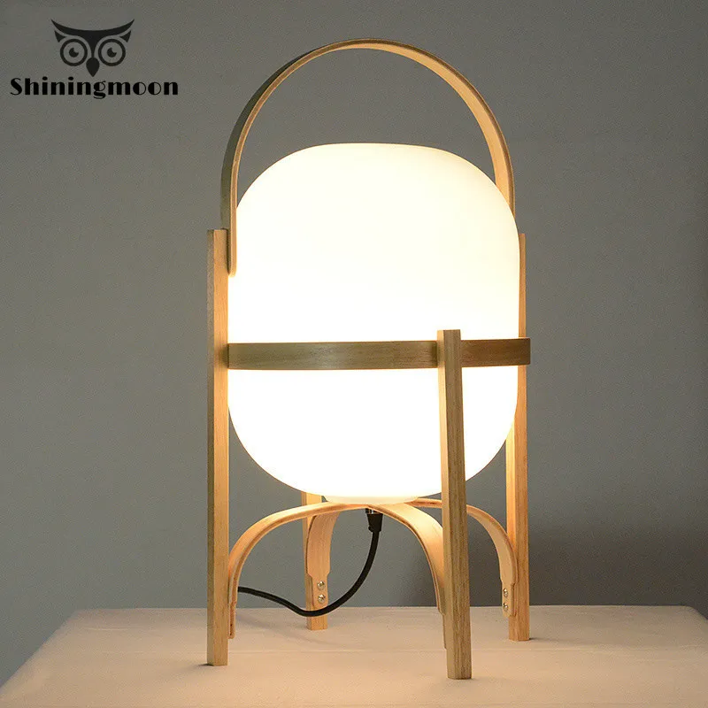 Современная стеклянная древесина художественная Светодиодная настольная лампа