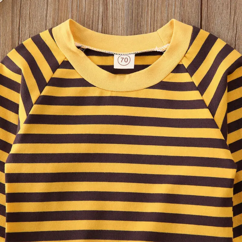 Повседневная хлопковая Детская толстовка Pudcoco в полоску пуловер с длинным