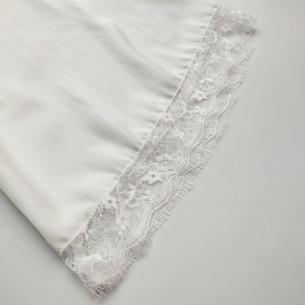 

White suspender nightdress two-piece sexy lace v-neck casual comfortable home fashion silky texture high-end spring/summer new