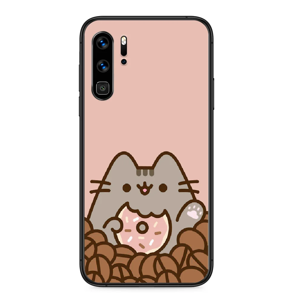 

Cute Pusheen Cartoon Cat Phone case For Huawei P Mate Smart 10 20 30 40 Lite Z 2019 Pro black Coque Fashion Waterproof Silicone