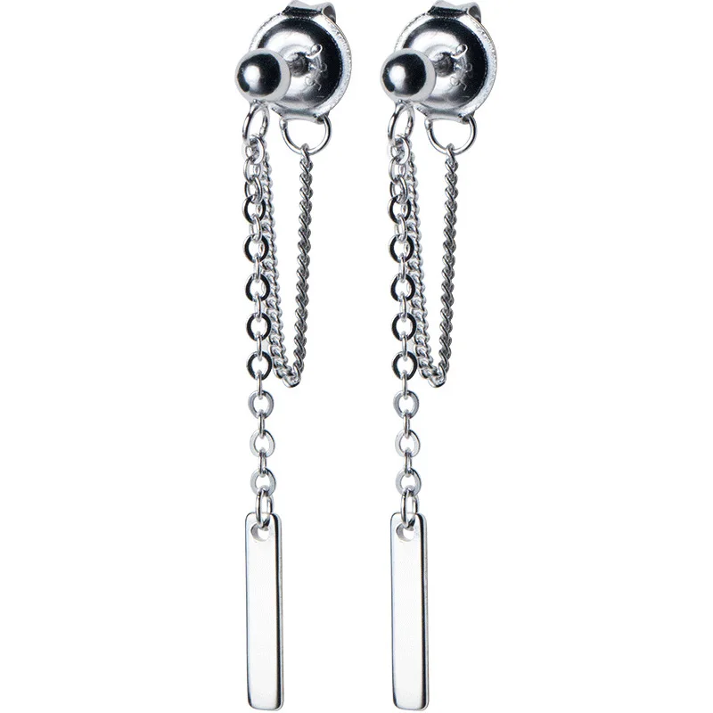

925 Silver Stud Earrings Simple Design Fashion Fine Jewelry Best Gift for Friend Girl Elegant korean Dangle Drop long Earring