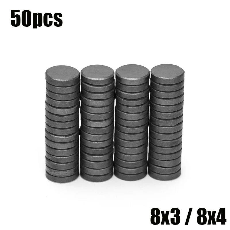 10 20 50 шт./лот 8x3 мм 8x4 черный небольшой круглый магнит ферритовый на холодильник