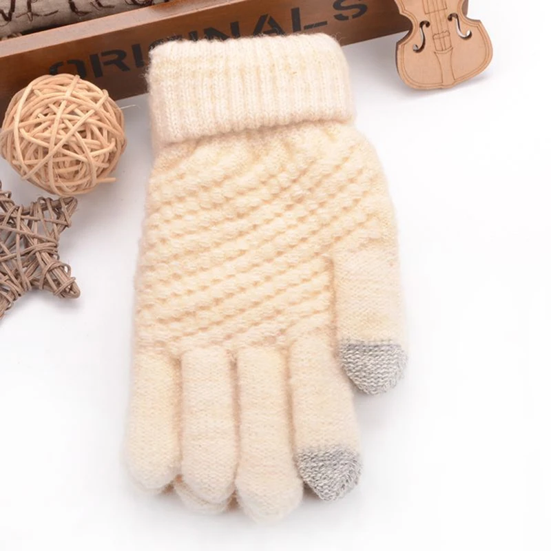 

Magic Touch Screen Sensory Gloves For Women Gloves Girl Female Stretch Knit Gloves Mittens Winter Warm Accessories Wool Guantes