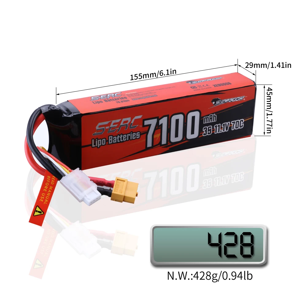sunpadow 3s 111 v lipo батарея 7100 мач 70c мягкой уп