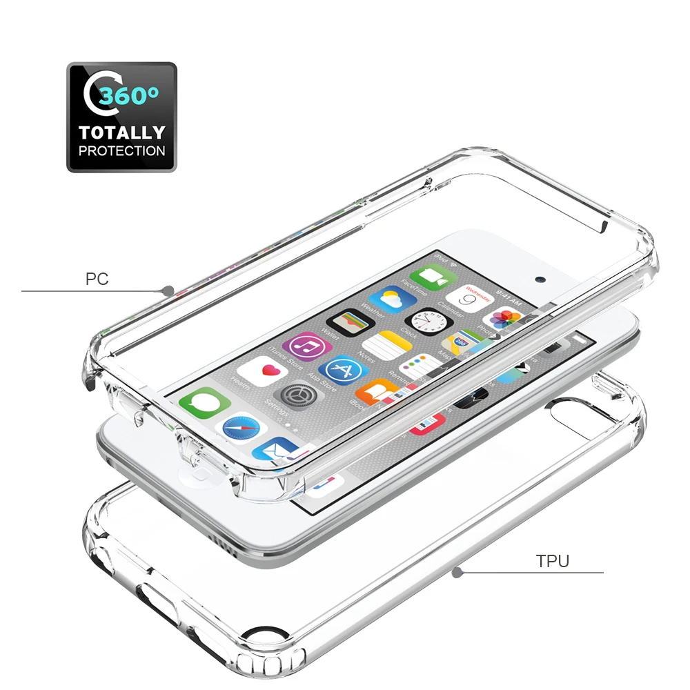 Чехол-бампер для iPod Touch 5 6 7 Touch7 Touch6 силикон поликарбонат + ТПУ полностью гибридный