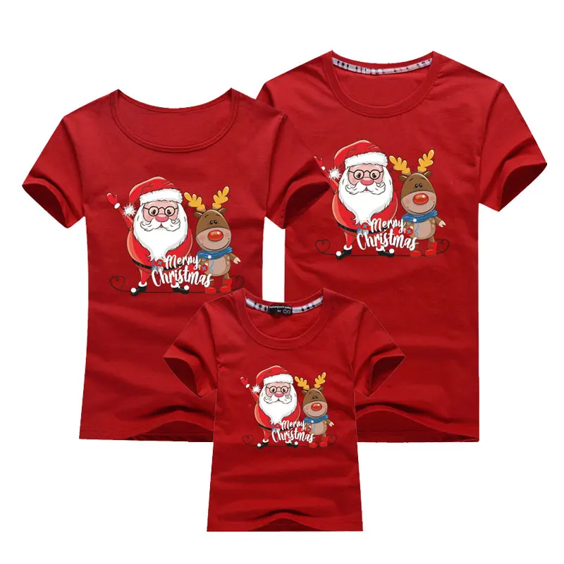 Рождественская футболка для мамы и папы Футболка с принтом оленя всей семьи