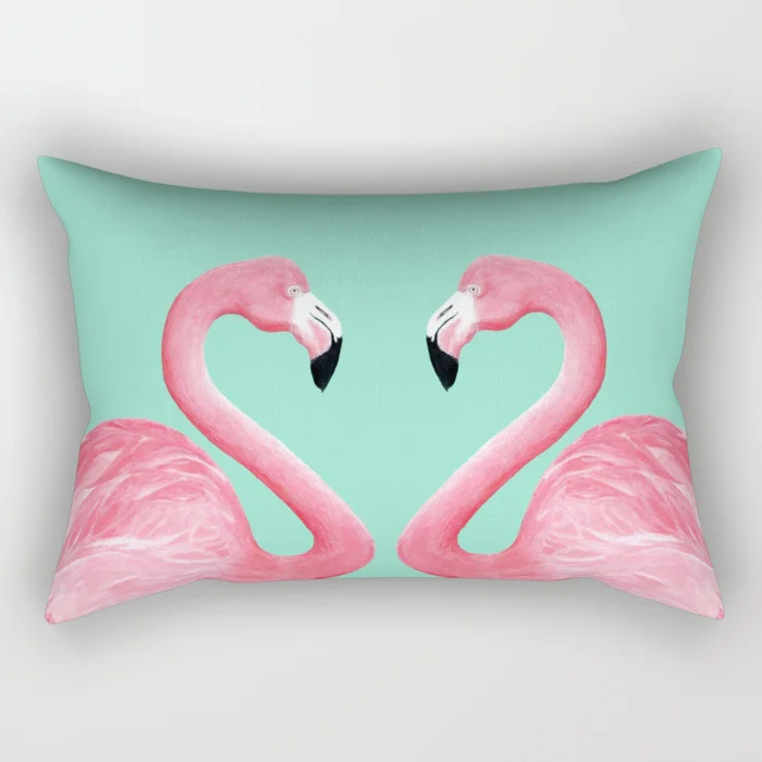 Тропические модные красивые наволочки с принтом Фламинго прямоугольные