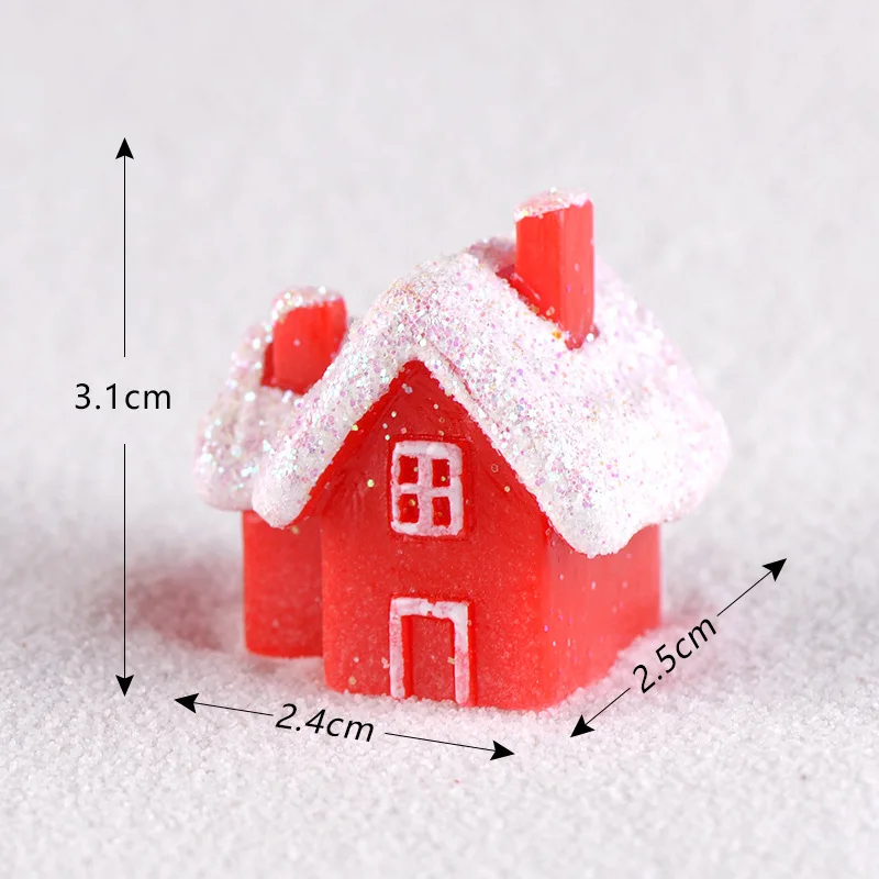 Красный Рождественский зимний Снежный домик миниатюрная фигурка украшение для