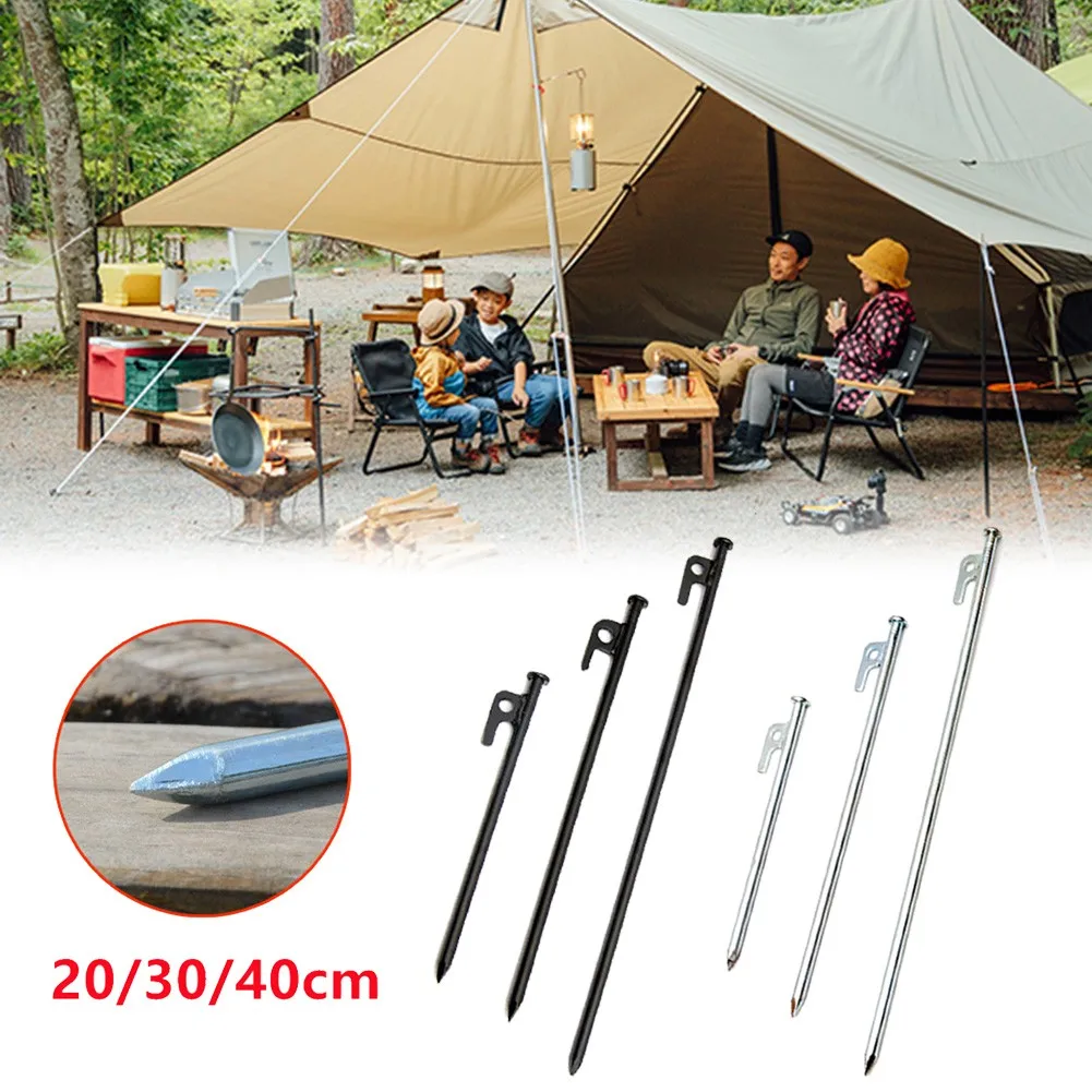 

20/30/40cm Steel Metal Tent Beach Canopy Camping Stakes Peg Ground Nail Steel Black/silver Camping & Hiking Tent Accessories