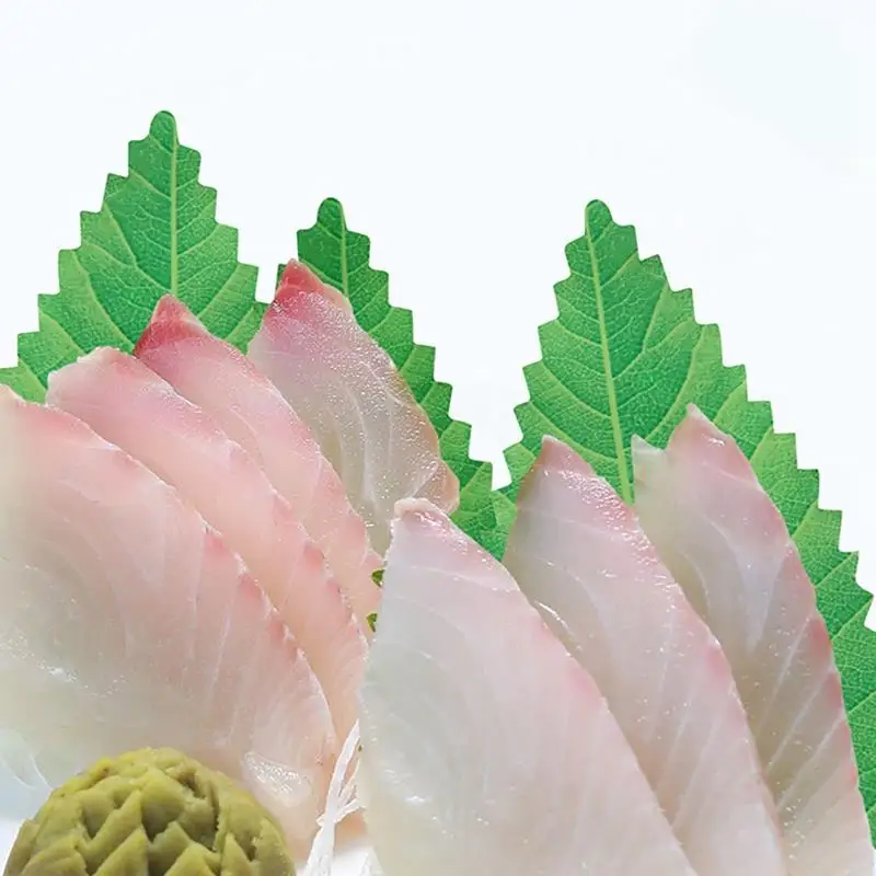 

200Pcs Artificial Green Leaf Japanese Food Sushi Decoration Leaves Sushi Grass Creative Plastic Leaf Sashimi Decor Tools