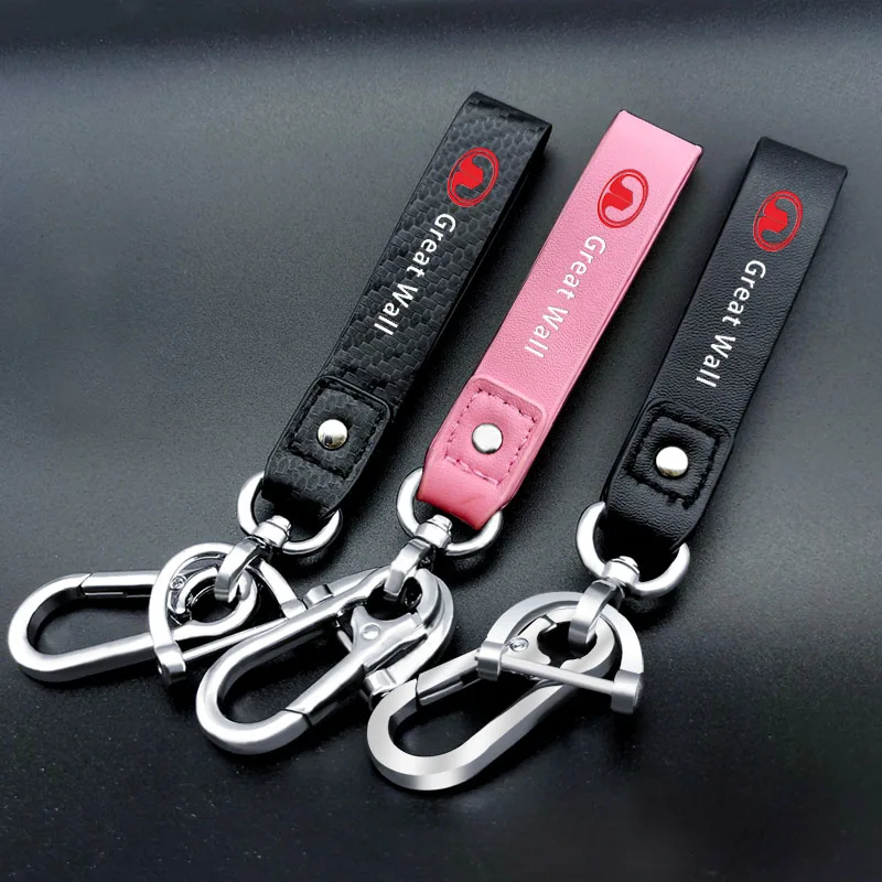 

1pcs Car Emblem Keychain Trinket Key Ring Carbon Fiber Keyring For Great Wall Hover H3 H5 M4 Poer Pao Voleex C30 Wingle 5 Florid