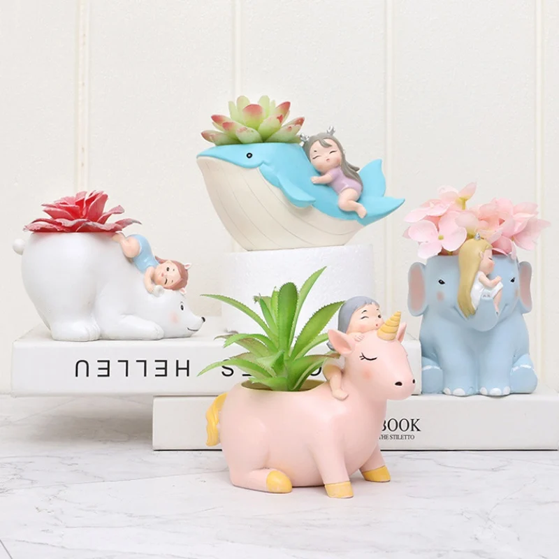 Горшок для бонсай животных цветочный горшок Смола ремесло сочные растения ваза