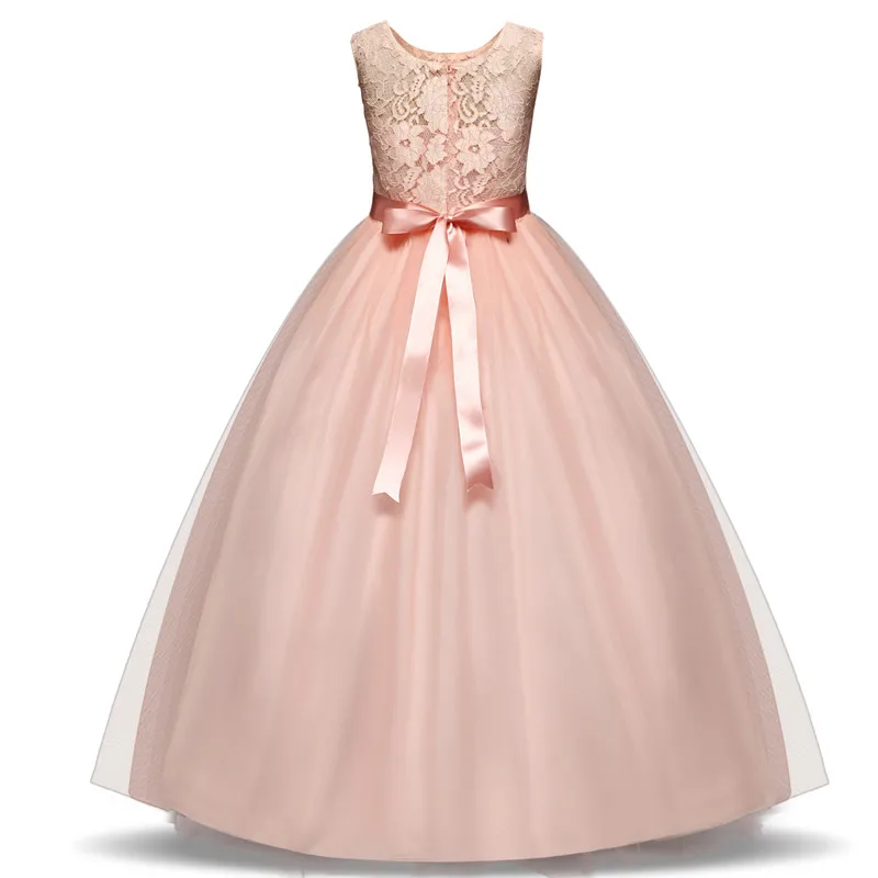 Платья принцессы для девочек однотонная летняя детская одежда дня рождения