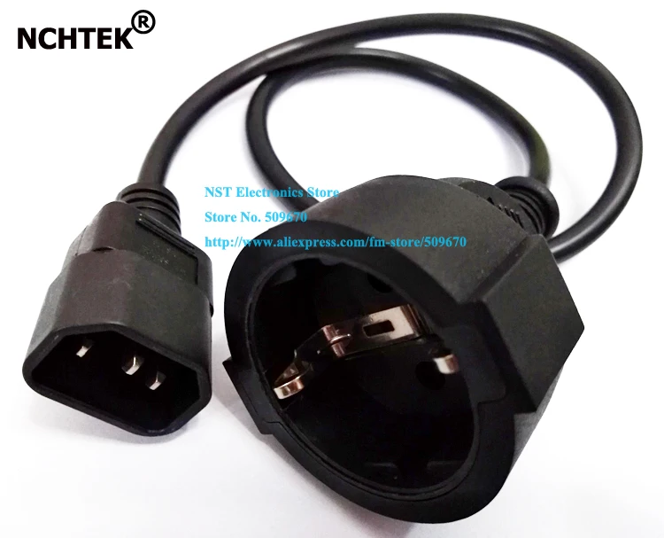 NCHTEK IEC 320 C14 в CEE 7/7 Европейский Женский переходник с разъемом Schuko штыревой провод