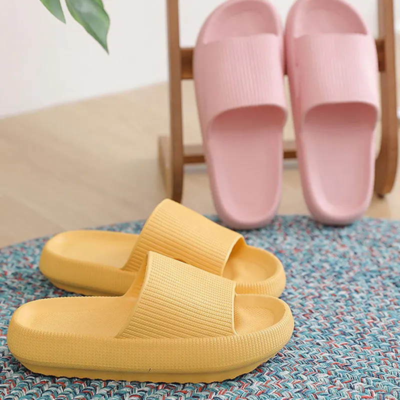

2021 Home Soft Slippers Woman Men Thick Bottom Slipper Women Indoor Bathroom Anti-slip Floor Slides Deodorant Silent Slippers