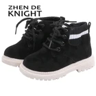 ОсеньЗима 2021, детские ботинки, кожаные ботинки Martin для мальчиков и девочек, плюшевые модные повседневные Нескользящие теплые детские ботинки, обувь 21-30