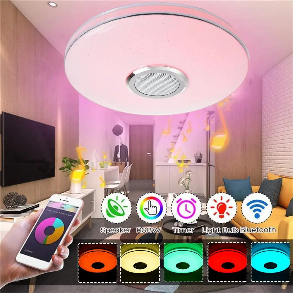 220V Смарт Музыка Светодиодный потолочный светильник с RGB регулируемой яркостью 36