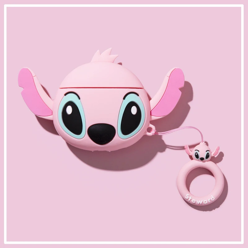 ST Pink 3D чехол для наушников для Airpods Pro Чехол Силиконовый Ститч Кот Мультяшные наушники/Earpods чехол для Apple Air pods Pro 3 чехол Брелок - Цвет: ST Pink