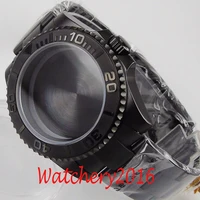 40mm accessories parts sapphire glass brushed ceramic bezel pvd coated strap watch case fit nh35 nh36 movement