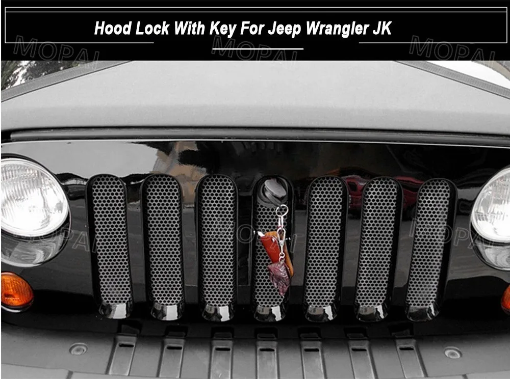 MOAPI Стайлинг Литье для Jeep Wrangler металлический Автомобильный капот защелка замок с ключом для Jeep Wrangler JK 2007- автомобильные аксессуары