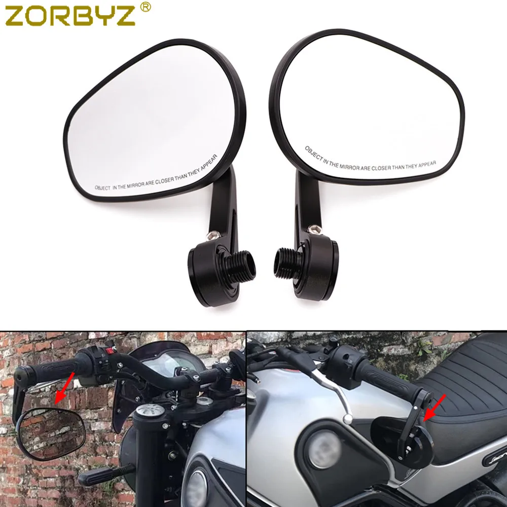ZORBYZ черный CNC алюминиевый овальный руль торцевое боковое зеркало с резьбой