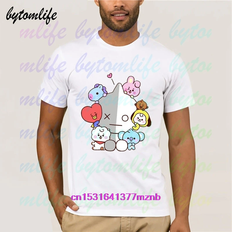 BT21 детская футболка Летняя черная с принтом популярная хлопковые футболки