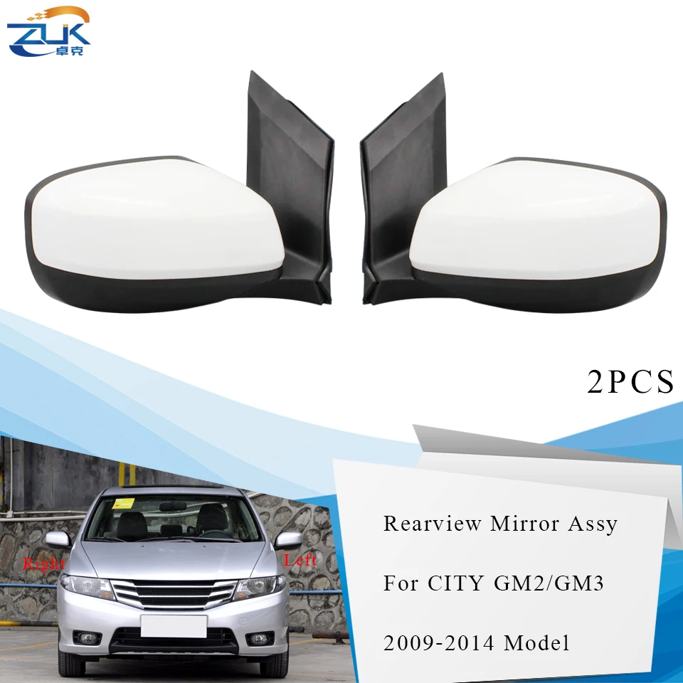ZUK пара снаружи боковые зеркала заднего вида в сборе для HONDA CITY GM2 2009 2010 2011 2012 2013 электрический регулируемый угол 3-PIN