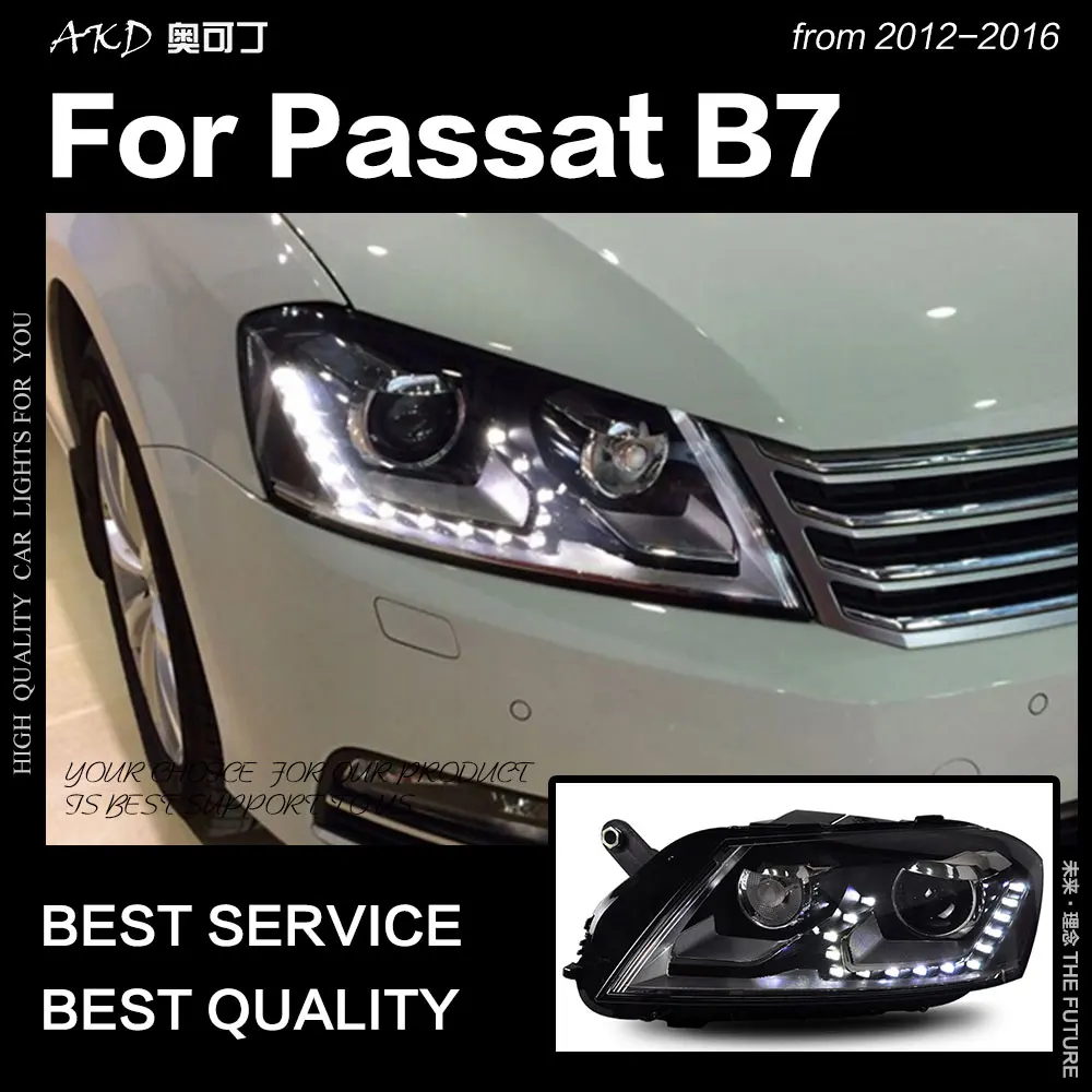 AKD автомобильный Стайлинг для VW Passat B7 фары 2012 2016 европейские светодиодный ные DRL Hid