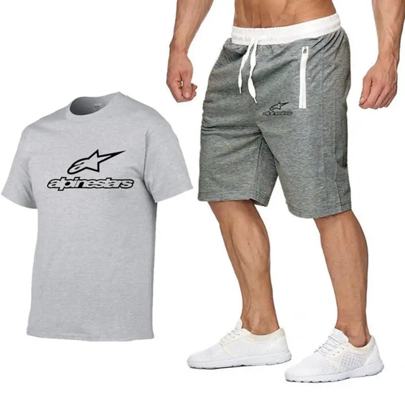 

2021 New Summer Casual Shorts+ Shirt Sets High Quality Men Brand Alpinestar Tops+Shorts Set Fashion Streetwear T-shirt
