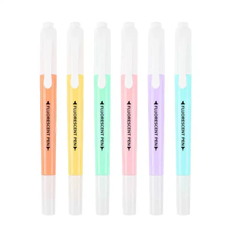 

6Pcs/Set Double Head Fluorescent Highlighter Pen Markers Pastel Drawing Pen For Student School Office Supplies Cute Stationery