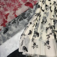quality chiffon organza dress lace fabric african diy clothing sewing patchwork material butterfly printing curtain fabric