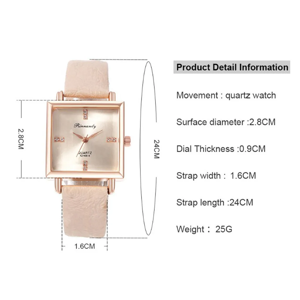 

Square Diamond Quartz Watch Alloy Watch for Women Leather Band Clock Simple Gift Relogio Feminino Montre Femme Drop Shipping