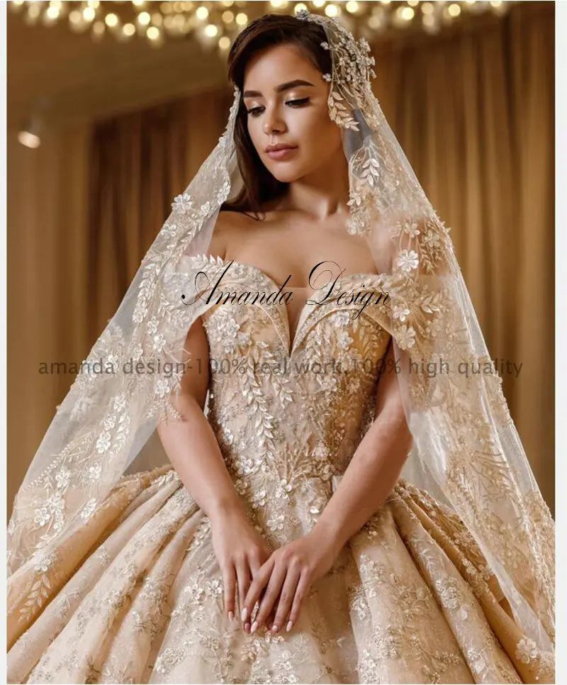 Свадебное платье с открытыми плечами Amanda Design кружевное 2019|Свадебные платья| |