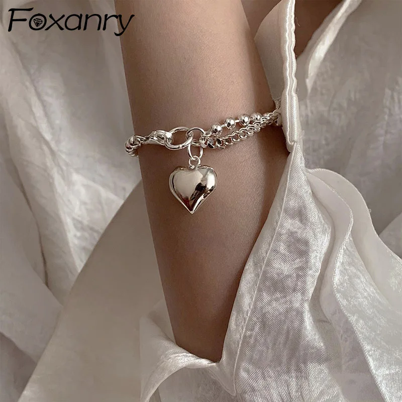 

Evimi 925 Silver Color Bracelet For Women Girl Accessories Trendy Elegant Creative Unique LOVE Heart Birthday Party Jewelry