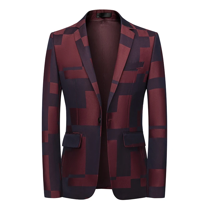 

MOGU 2021 Red and Blue Men Blazer Groomsmen Wedding Slim Fit Suit Jacket Prom Party Blazer Plus Size M-6XL