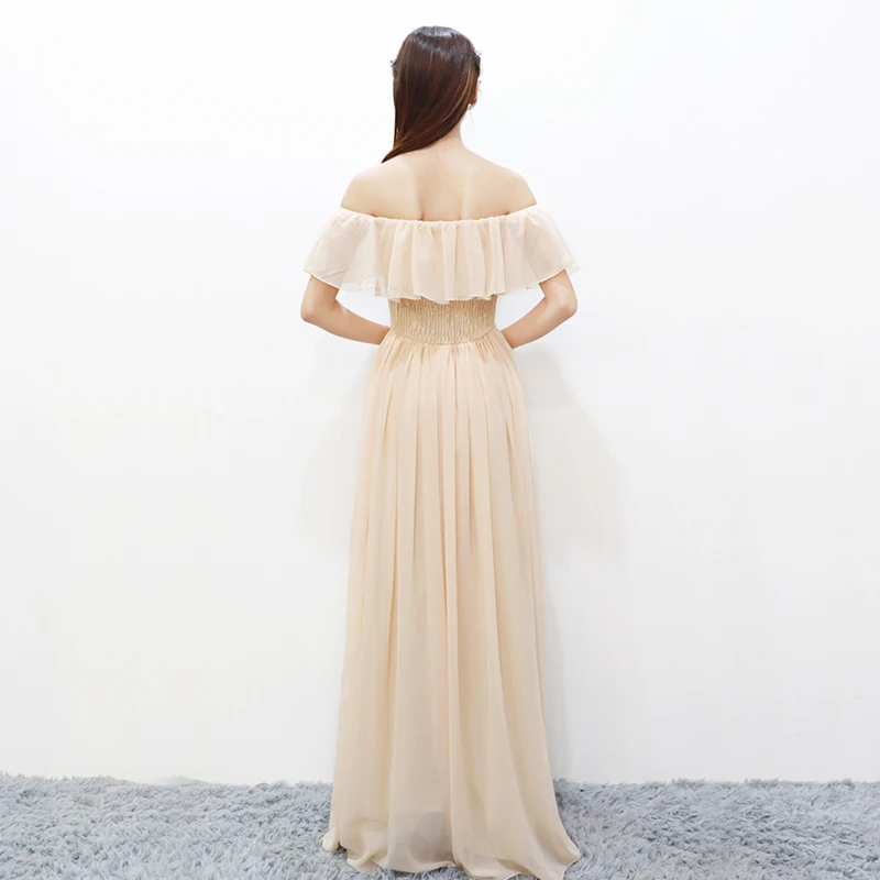 Длинное шифоновое платье подружки невесты фиолетовое элегантное для свадебной