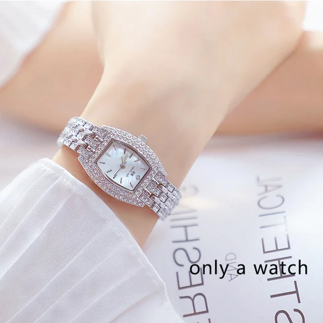 silver Relogio feminino женские часы золотые Роскошные брендовые алмазные квадратные Кварцевые женские наручные часы женское из нержавеющей стали часы - Цвет: silver