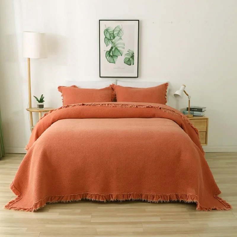 Кружевное декоративное Хлопковое одеяло комплект из 3 предметов покрывало на