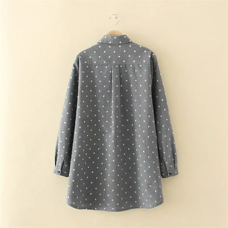 Прямая поставка Женская сорочка хлопковая блузка в горошек расклешенные блузки