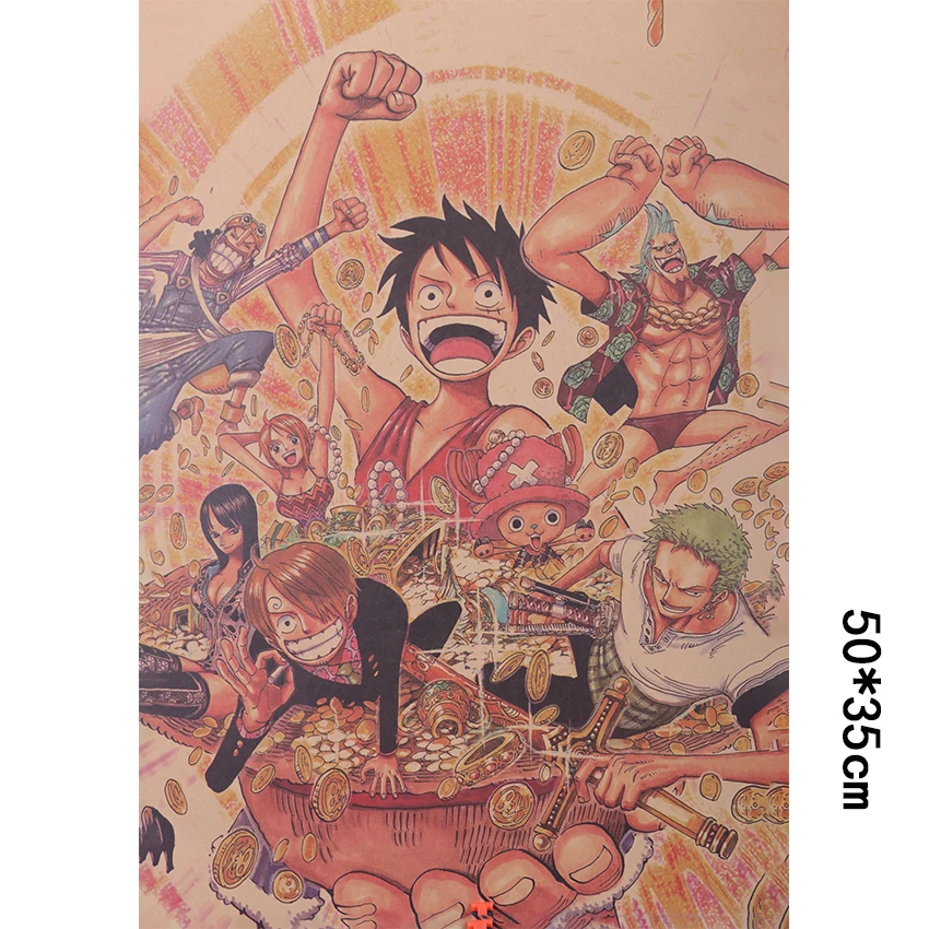 Классический Аниме one piece персонаж коллекция винтажные наклейки плакат на крафт-бумаге домашний декор живопись стикер на стену 50X35 см