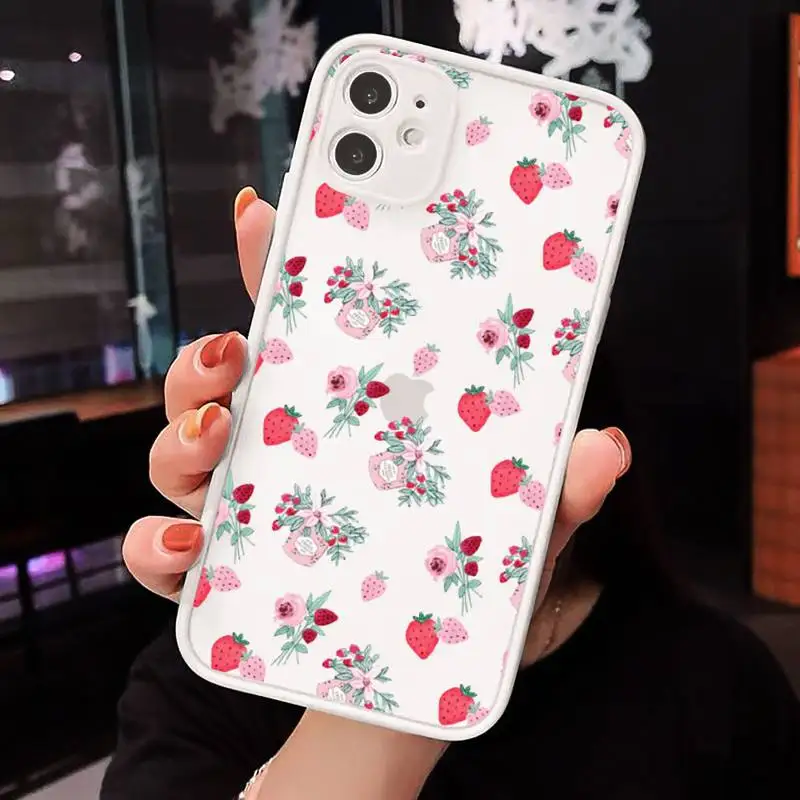

strawberry pink food Phone Cases matte transparent For iphone 7 8 11 12 plus mini x xs xr pro max cover