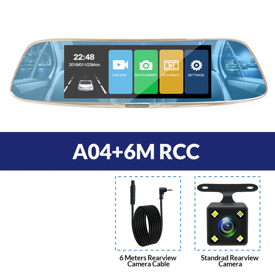 A04-6M RCC E-ACE Автомобильная dvr камера FHD 1080P 7,0 дюймов сенсорный зеркальный видеорегистратор двойной объектив с камерой заднего вида авто регистратор видеорегистратор - Название цвета: A04-6M RCC