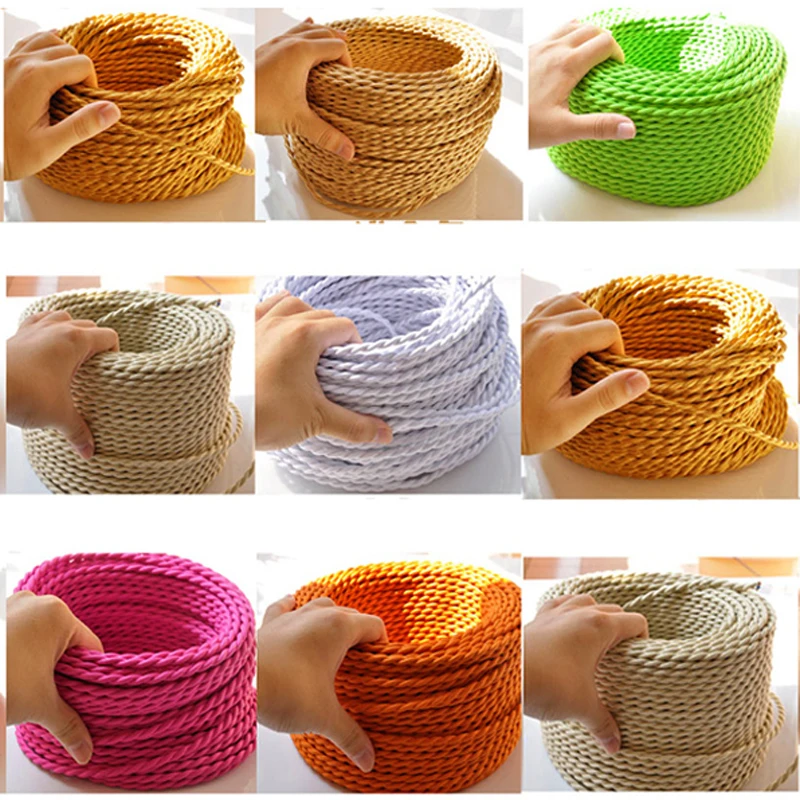 5 м/лот красочный тканевый Электрический провод шнур винтажный подвесной