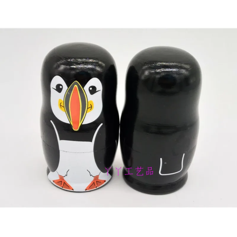5 шт./компл. креативные деревянные матрешки русская игрушка милый пингвин Русская