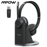 Mpow HC5 Pro Bluetooth 5 0 Headset with Charge Base And Dual CVC8 0 Noise-cancelling Microphone Wireless Office Computer Headset