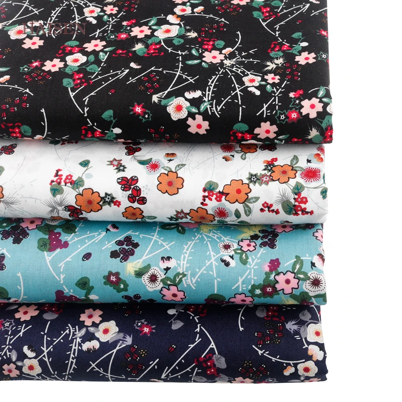 Haisen однотонная Поплиновая хлопчатобумажная ткань с цветочным принтом сделай сам