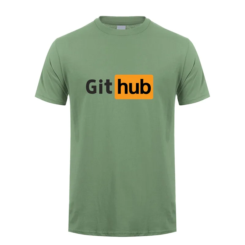 Забавный дизайн футболка Github хлопковая Футболка с круглым вырезом и короткими рукавами Мужская футболка LH-151 - Цвет: Military Green